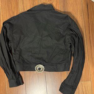 Vintage Western Style Cropped Button Down with Silver Hardware